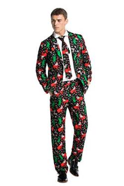 U LOOK UGLY TODAY Herren Lustige Weihnachtsanzüge für Weihnachten Party Kostüm Festliche Anzug aus Sakko, Hose und Krawatte von U LOOK UGLY TODAY