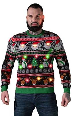 U LOOK UGLY TODAY Herren Weihnachtspullover Lustig Sweater Pulli Hässlich Xmas Strickpullover Weihnachtspulli mit weihnachtlichen Motiven für WeihnachtspartyFestive BrightsL von U LOOK UGLY TODAY