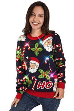 U LOOK UGLY TODAY Weihnachtspullover Damen Unisex Hässlicher Lustiger Chunky Gestrickter Festlicher Pullover Sweatshirt für Party von U LOOK UGLY TODAY