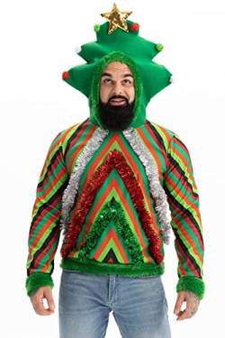 Unisex Herren Strickjacke mit hässlichem Weihnachtspulli, gestrickt Santa Rocks Funny Ugly Pullover für Herren M von U LOOK UGLY TODAY