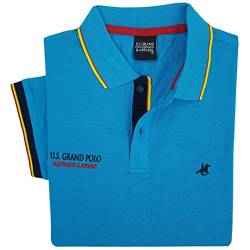 Herren Poloshirt Kurzarm zweifarbig Sportkragen bedruckt US Grand M L XL XXL 3XL, Kobalt., 56 von U.S. Grand Polo Equipment & Apparel