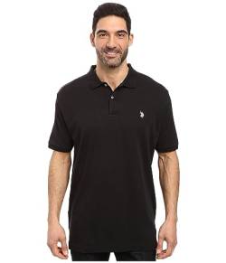 U.S. POLO ASSN. Herren Solid Interlock Polo Shirt Polohemd, schwarz, Groß von U.S. POLO ASSN.