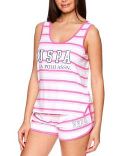 U.S. Polo Assn. Womens 2 Piece Logo Racerback Tank Shorts Pajama Sleepwear Set (White, Medium) von U.S. POLO ASSN.