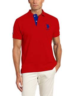 U.S. Polo Assn. Herren Poloshirt Kurzarm mit Applikation, Motor Rot/International Blue, X-Groß von U.S. Polo Assn.