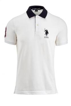 U.S. Polo Assn. Herren Poloshirt Kurzarm mit Applikation, Weiß/Schwarz, XL von U.S. Polo Assn.