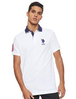 U.S. Polo Assn. Herren Poloshirt Kurzarm mit Applikation, Weißer Dodger Blau, Mittel von U.S. Polo Assn.