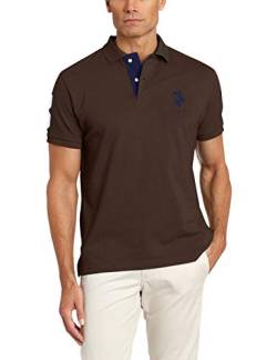 U.S. Polo Assn. Herren Short-Sleeve Polo Shirt with Applique Polohemd, Braun meliert, Groß von U.S. Polo Assn.