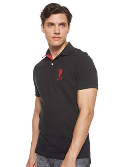 U.S. Polo Assn. Herren Short Sleeve Solid Slim Fit Pique Polo Shirt Polohemd, schwarz, X-Groß von U.S. Polo Assn.