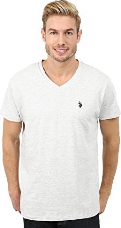 U.S. Polo Assn. Herren T-Shirt mit V-Ausschnitt, Hellgrau, Groß von U.S. Polo Assn.