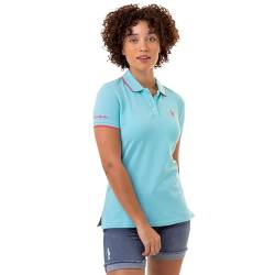 U.S. Polo Assn. Klassisches Stretch-Piqué-Poloshirt für Damen, Baumwolle, kurzärmelig, Blau - Blue Radiance, X-Groß von U.S. Polo Assn.
