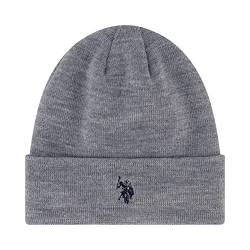 U.S. Polo Assn. Unisex-Beanie-Mütze für Erwachsene, gestrickte Wintermütze mit schwarzem Sherpa-Futter, Beanie-Mütze, Hell, meliert, Grau, Einheitsgröße von U.S. Polo Assn.