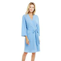 U2SKIIN Bademantel Damen 100% Baumwolle, leichter Bademantel Damen Morgenmantel Sauna Kimono Bademantel Hausmantel Saunamantel (Himmelblau, 2XL) von U2SKIIN