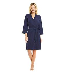 U2SKIIN Bademantel Damen 100% Baumwolle, leichter Bademantel Damen Morgenmantel Sauna Kimono Bademantel Hausmantel Saunamantel (Marineblau, M) von U2SKIIN