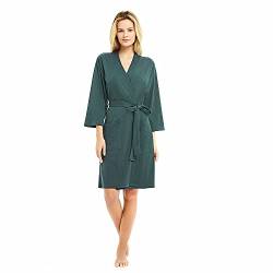 U2SKIIN Bademantel Damen 100% Baumwolle, leichter Bademantel Damen Morgenmantel Sauna Kimono Bademantel Hausmantel Saunamantel (Türkisblau, L) von U2SKIIN