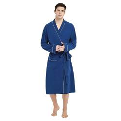 U2SKIIN Bademantel Herren 100% Baumwolle, leichter Herren Bademantel Morgenmantel Kimono Sauna Bademantel Saunamantel (Königsblau, 2XL/3XL) von U2SKIIN