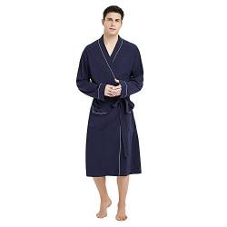 U2SKIIN Bademantel Herren 100% Baumwolle, leichter Herren Bademantel Morgenmantel Kimono Sauna Bademantel Saunamantel (Marineblau, 2XP/3XP) von U2SKIIN