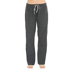 U2SKIIN Pyjamahose Damen lang 100% Baumwolle, Schlafhose Damen Schlafanzughose lang Pyjama Hose Schlafanzug Hose Freizeithose Haushose (Dunkelgrau Mel., XL) von U2SKIIN