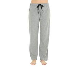 U2SKIIN Pyjamahose Damen lang 100% Baumwolle, Schlafhose Damen Schlafanzughose lang Pyjama Hose Schlafanzug Hose Freizeithose Haushose (Hellgrau Mel., M) von U2SKIIN