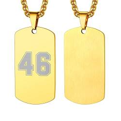 U7 18k vergoldet Halskette mit Sportnummer Charms personalisiert Fußball Nummer Erkennungsmarke mit 55+5cm Weizenkette Glückbringer Modeschmuck für Geburtstag Weihnachten von U7