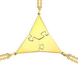 U7 3er Puzzle-Teile Anhänger Halskette 18k vergoldet Polygon Puzzle Partnerschaftsketten Modeschmuck Accessoire für Freundinnen Familien Schwestern von U7