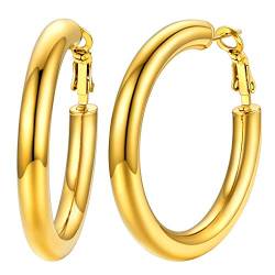 U7 40mm Creolen Ohrringe für Frauen Mädchen 18k vergoldet 5mm dicke Hoop Ohrringe Kreis Ohrringe trendiger Ohr Schmuck Hoop Earrings für Bürodamen von U7