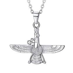 U7 925 Silber Faravahar Anhänger Halskette Zoroastrismus Symbol Farohar Forouhar mit 46+5cm Rolokette Iranische Persische Amulett Modeschmuck Accessoirefür Damen von U7
