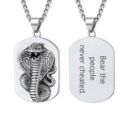 U7 Custom Kette mit Gravur Text Herren Kobra-Anhänger der Militärmarke Schlangenkette Schlange Halskette Edelstahl Snake Necklace Gotisch Hip Hop Silberkette Modeschmuck Accessoire für Vater von U7