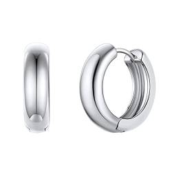 U7 Damen Klappcreolen Ohrringe platiniert 18mm Huggie Creolen mit 925 Silber Nadel Simpel Hoop Earrings Street Style Modeschmuck Accessorie für Mädchen von U7