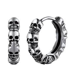 U7 Edelstahl Gotik Biker Huggie Ohrringe Totenkopf Design kleine Creolen Schädel Gotik Punk Stil Modeschmuck Accessoire für Herren von U7