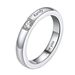 U7 Geburtsstein Ring für Damen Herren Edelstahl personalisierte Verlobungsring Ehering mit Name Gravur Fantasie Modeschmuck Accessoire für Liebepaar Partnerschaft von U7