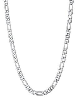 U7 Halskette - 60cm Edelstahl Figarokette - 5mm breit Hip Hop Herren Kette 1+3 Gliederkette Figaro Link Necklace Jungen Männer Modeschmuck Accessoire von U7