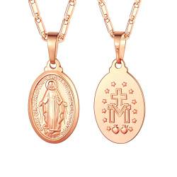 U7 Heilig Jungfrau Maria Collier Wundertätige Medaille Rosegold platttiert Oval Anhänger Halskette für Frauen Mädchen, Rosegold-Ton von U7