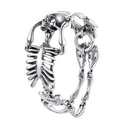 U7 Herren Armband Edelstahl Punk Stil Skelett Armkette Knochengerüst Design Armband Modeschmuck Accessoire für Männer von U7