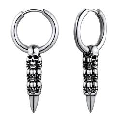 U7 Herren kleine Creolen mit Totenkopf Edelstahl Biker Gotik Totenschädel Design Ohrhänge Punk Rock Earrings Modeschmuck für Männer Jungen von U7