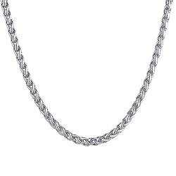 U7 Herren lang Halskette - Edelstahl Weizenkette 76cm 3mm breit Gliederkette Spiga Chain Necklace Hip Hop Stil Kette Modeschmuck für Männer Jungen von U7