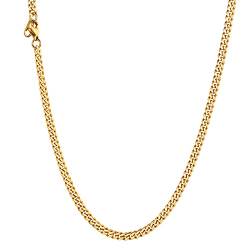 U7 Herren lange Halskette 76cm 18k vergoldet Panzerkette 3mm breit kubanische Gliederkette Link Necklace Hip Hop Stil Kette Modeschmuck Accessoire für Männer Jungen von U7