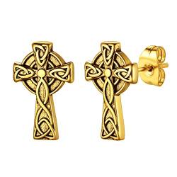 U7 Irische Knoten Ohrringe für Männer Frauen Gotik Punk Keltisches Kreuz Ohrstecker 18k vergoldet Ohr Piercing Modeschmuck Accessoire von U7