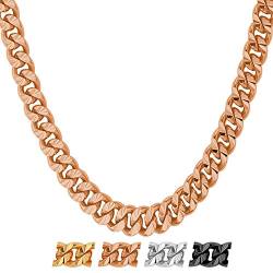 U7 Kette Collier 55cm Klassische Panzerkette Halskette für Männer Jungen Rosegold überzogen 6mm 1:1 kubanische Gliederkette Hiphop Schmuck Jahrestag von U7