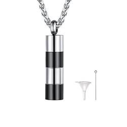 U7 Mann Kremationszylinder Urnenanhänger Frauen Cremation Memorial Urn Necklace Halskette für Asche Anhänger Pendant Medaillon Amulett Gedächtnisschmuck für Herren Damen von U7