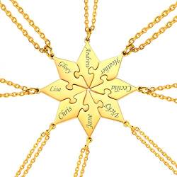 U7 Polygon Collier für Frauen Mädchen personalisiert 18k vergoldet 8er Puzzle Teile Namen Gravur Anhänger Halskette für Freundschaft Freundinnen Modeschmuck Weihnachten Geburtstag von U7
