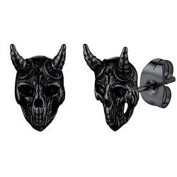 U7 Satan Baphomet Piercing Ohrringe Schwarz Edelstahl Ziegen Totenkopf Ohrstecker LaVey Satanischen Okkulten Punk Modeschmuck für Vatertag Geburtstag von U7