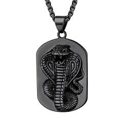 U7 Schwarz Herren Kobra-Anhänger der Militärmarke Schlangenkette Schlange Halskette Edelstahl Gotisch Hip Hop Roker Schmuck Modeschmuck Accessoire für Vater Karneval von U7