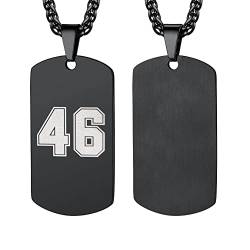 U7 Schwarz Zahlen Halskette personalisiert Sportnummer Erkennungsmarke Anhänger mit 55+5cm Weizenkette Glücklicher Fußball Basketball Modeschmuck Accessoire für Männer Frauen von U7