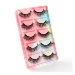 UAMOU 10/50/100 Boxen Nerz Wimpern Flauschige 3D Nerz Wimpern Make-Up Natürliche Lange Volumen Falsche Wimpern Bulk Faux Cils Custom Cheerfully (Color : 5 Pairs X11CS, Size : 100 Boxes) von UAMOU