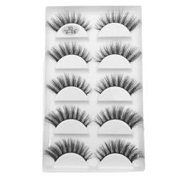 UAMOU 10/50 Boxen 5 Paar 3D Nerz Falsche Wimpern Haar Natürliches Kreuz Langes Unordentliches Make-up Gefälschte Wimpern Verlängerung Make-up Faux Cils Cheerfully (Color : 5Pairs H 08, Size : 100 Bo von UAMOU