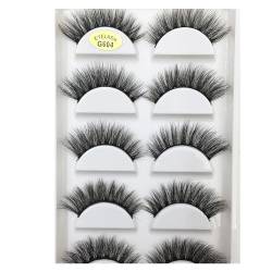 UAMOU 10/50 Boxen 5 Paar 3D Nerz Falsche Wimpern Weiche Wimpern Make-up Wimpern Faux Cils Cilios Maquiagem Cheerfully (Color : 5Pairs G604, Size : 100 Boxes 50 Pairs) von UAMOU