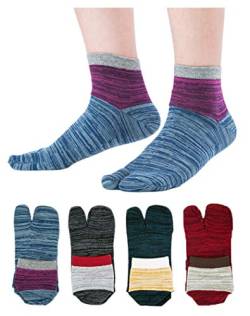 Herren Flip Flop Socken Tabi Split Toe Geta Wicking Baumwolle 4er Pack, Farbe 12, Einheitsgröße von UBUMO