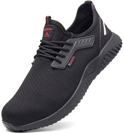 UCAYALI Sicherheitsschuhe Herren Damen Arbeitsschuhe Leicht Sportlich Schutzschuhe Sneaker ESD Stahlkappenschuhe(015 Schwarz, gr 42/260) von UCAYALI