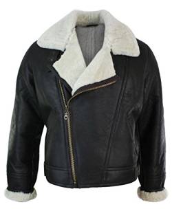 UCF Herren Lederjacke 100% Echtleder Schaffell Braun Creme Quer Reißverschluss Piloten Stil Schafsleder Jacke von UCF