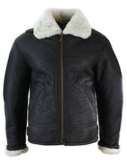 UCF Herrenjacke 100% Echtleder Schaffell Braun Creme Quer Reißverschluss Piloten Stil von UCF